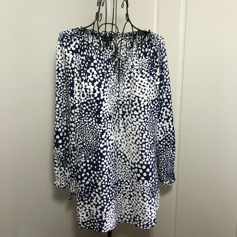 Talbots Tie Neck Smocked top